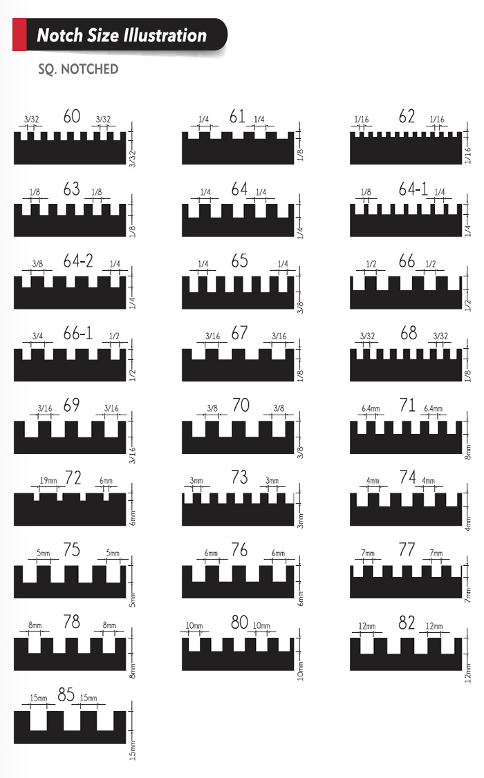 Notch Size- SQ-Notched